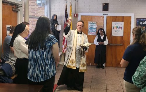 Father Chad Partain blesses classrooms, faculty and staff to kick off the 2025-2026 school year.