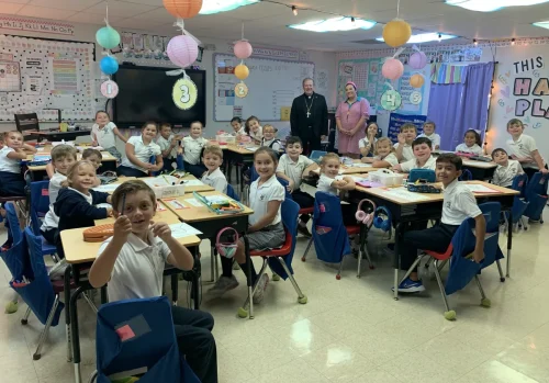 Bishop Robert Marshall visited St. Mary's Assumption School in Cottonport on the  first day of classes for the 2025-2026 school year. 