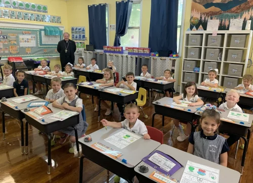 Bishop Robert Marshall visited St. Mary's Assumption School in Cottonport on the  first day of classes for the 2025-2026 school year. 