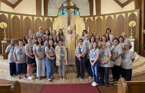 Sacred Heart School faculty at the diocesan School Mass celebrated at St. Frances Cabrini Church.