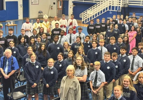 Bishop Robert Marshall celebrates Back-to-School Mass at St. Mary's Catholic School in Natchitoches.