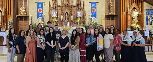 St. Joseph Elementary and High School staff and faculty attend a Back-to-School Mass at Mater Dolorosa Church in Plaucheville. 