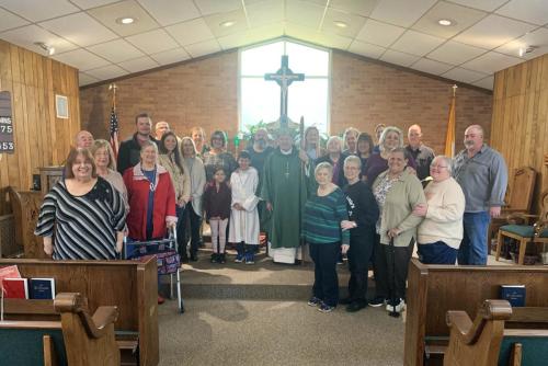 Bishop celebrates Mass at St. Peter Mission Church, Elmer