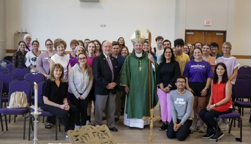 Bishop celebrated Mass at LSUA. 