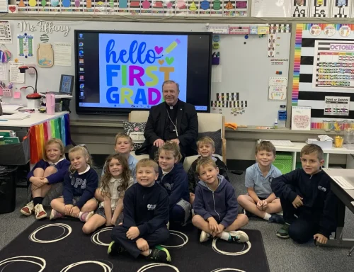 Bishop Marshall visited Our Lady of Prompt Succor School.