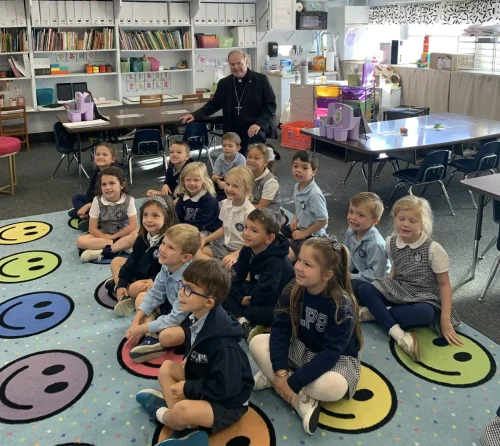 Bishop Marshall visited Our Lady of Prompt Succor School.