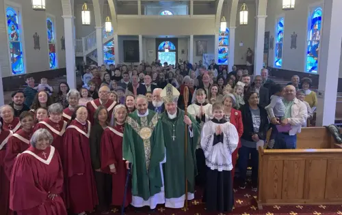 Bishop Marshall celebrates Mass at St. Augustine Church in Isle Brevelle