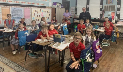Bishop Marshall visited St. Anthony School in Bunkie.