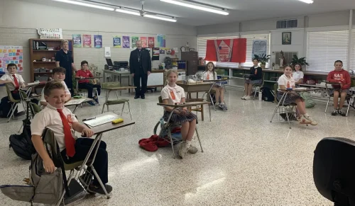 Bishop Marshall visited St. Anthony School in Bunkie.