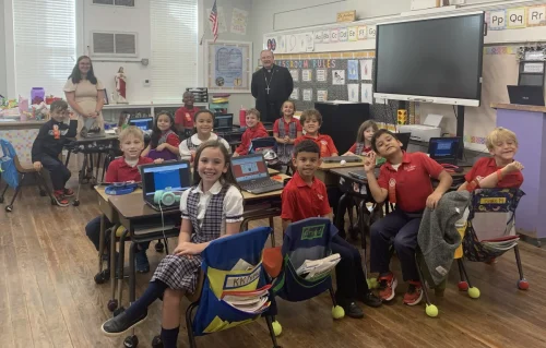 Bishop Marshall visited St. Anthony School in Bunkie.