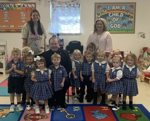 Bishop Marshall visited Sacred Heart School.