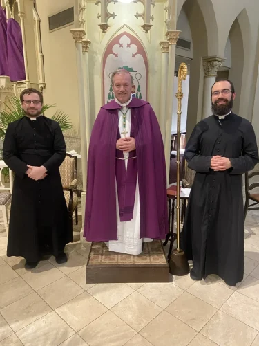 On Monday, March 30, Bishop Robert Marshall gathered at the Cathedral for Vespers with Vocations Director, Father Luke LaFleur, Deacon Matthew Bonner, and with many of the seminarians of our diocese. During the liturgy, Deacon Matthew made his Profession of Faith and took the Oath of Fidelity - important steps before his ordination to the priesthood in June. 