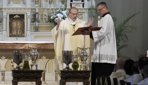 Bishop Robert Marshall and the priests of the diocese celebrated Mass of the Holy Chrism on Tuesday, March 31. 