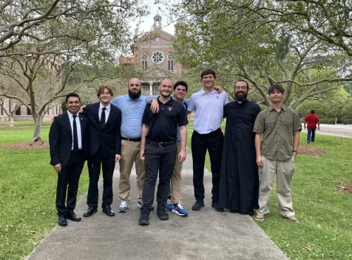 On Palm Sunday weekend, 3 young men from the Diocese of Alexandria attended the Spring "Come and See" weekend at St. Joseph Abbey Seminary College in St. Benedict, LA (just outside Covington). 
