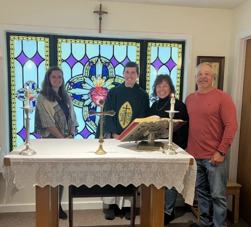 A generous donation allows installation of stained glass windows in the LSUA Catholic Student Center.