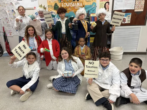 Sacred Heart School re-enacts history in class.