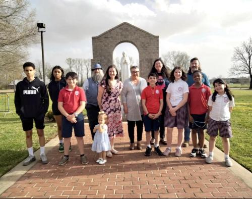 Every Wednesday during Lent we have had parents, students, and parishioners participating in our walking Rosary with intentions for the Cabrini school and church. We walk around the perimeter of the school and parish. It has grown each week. Different students and parishioners help lead the rosary. 