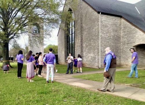Every Wednesday during Lent we have had parents, students, and parishioners participating in our walking Rosary with intentions for the Cabrini school and church. We walk around the perimeter of the school and parish. It has grown each week. Different students and parishioners help lead the rosary. 