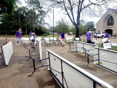 For the Youth groups S.O.S. project this past Saturday, we cleaned the tables and chairs that Cabrini School and Parish use. The kids hit the ground running and never complained. We started at 9:00 and finished around 2:30. 