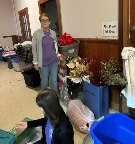 SOS projects from St. Joseph Marksville Altar Society included cleaning out the work Sacristy and cleaning out Altar Society workroom.