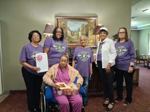 A group of the ladies from the Altar Society ended their Season of Service from St. Juliana on April 29 at The Oaks in Pineville, LA. 3 containers with snacks and diabetic socks were taken to the residents. Also, we traveled to Hilltop Nursing Home in Pineville to visit Lady Betty Ray for her 90th birthday. She received a birthday shoe box gift filled with her favorite snacks. 