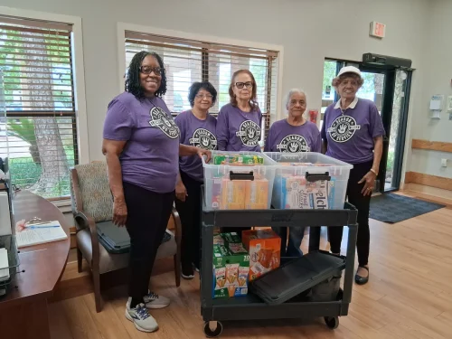 A group of the ladies from the Altar Society ended their Season of Service from St. Juliana on April 29 at The Oaks in Pineville, LA. 3 containers with snacks and diabetic socks were taken to the residents. Also, we traveled to Hilltop Nursing Home in Pineville to visit Lady Betty Ray for her 90th birthday. She received a birthday shoe box gift filled with her favorite snacks. 
