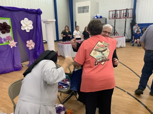 Sister Sandra Norsworthy leaving Sacred Heart School. 