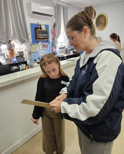 St. Joseph Elementary school's Principal-for-a-day.