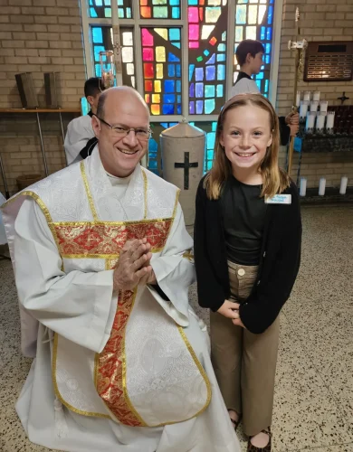 St. Joseph Elementary school's Principal-for-a-day.