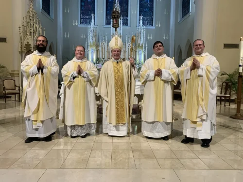On Saturday, May 22, Blaine Phillips and Gabe Dowden were ordained Transitional Deacons. They will continue their formation in their respective assigned parishes until they are ordained priests.