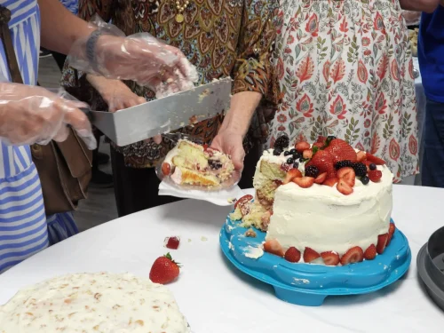 Serving chantilly cake from St. Mary's Assumption Church, Cottonport. Desserts with the Seminarians held at Maryhill on Thursday, July 23. 